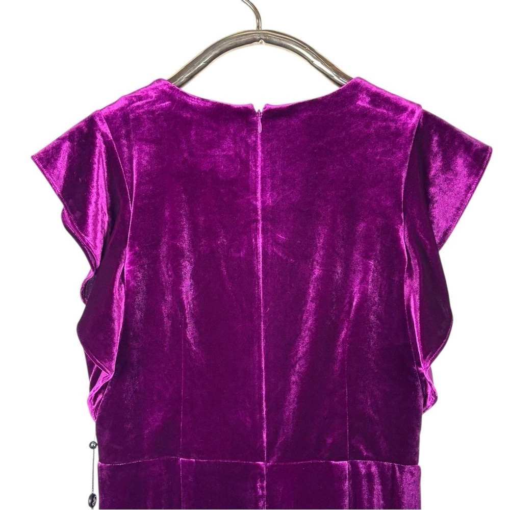ADRIANNA PAPELL FUCHSIA PINK VELVET SURPLICE MIDI DRESS AP1D105513 - Picture 7 of 14